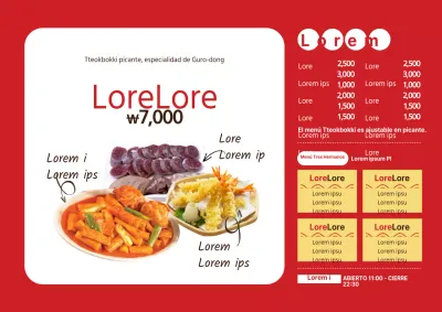 Menú de hamburguesas con una gran foto roja y blanca de una hamburguesa