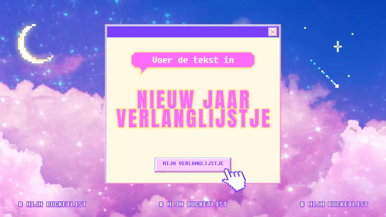Een dromerige paars-roze-blauwe nieuwjaars bucketlist