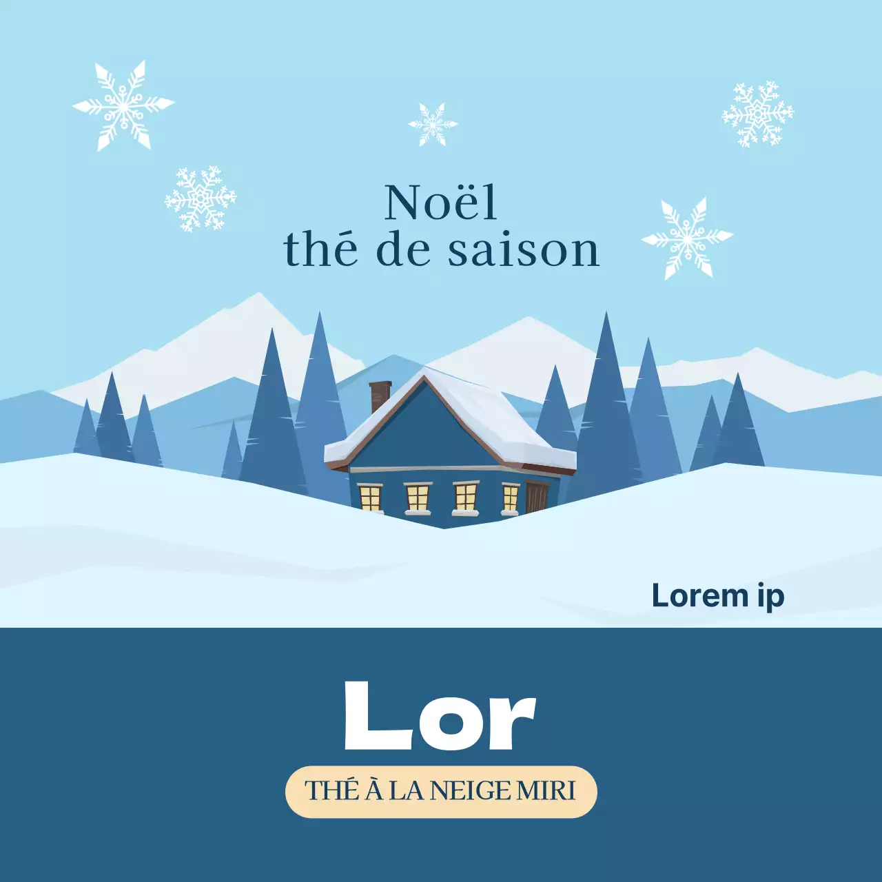 Étiquettes de thé illustrées en bleu pour la saison de Noël