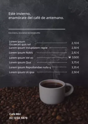 Una carta de bebidas moderna y sencilla