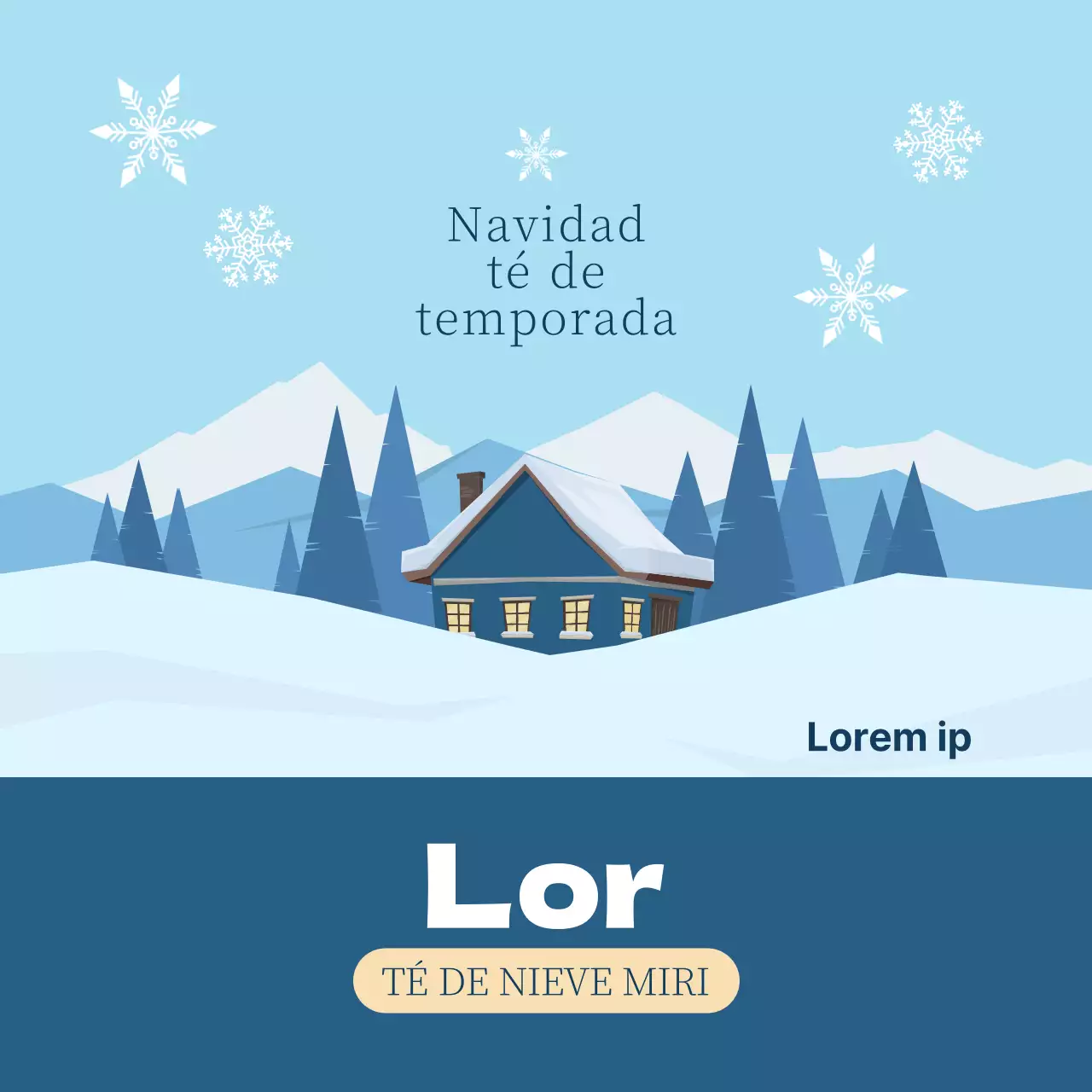 Etiquetas para el té de la temporada navideña ilustradas en azul