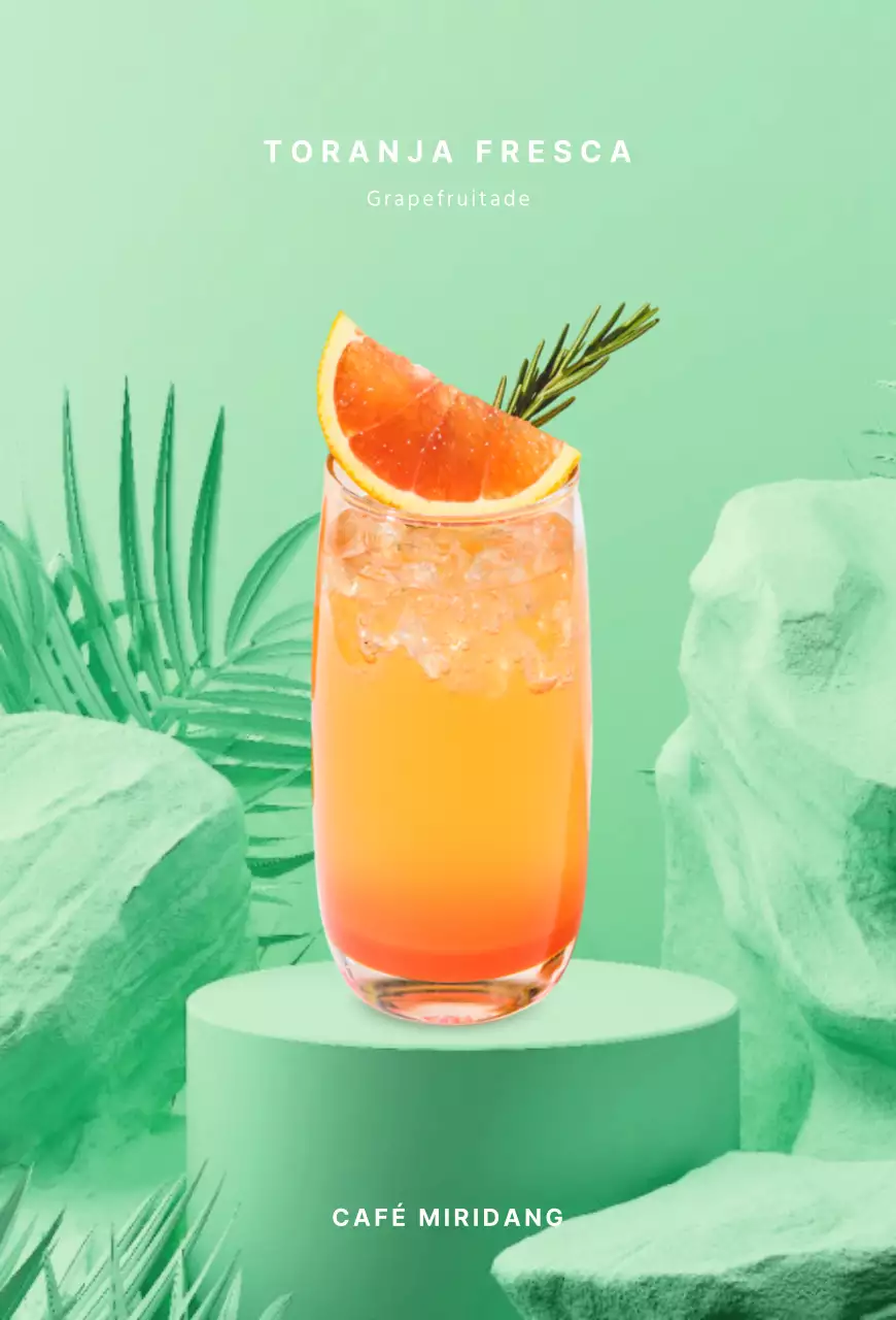 Grapefruitade com fundo tropical de menta
