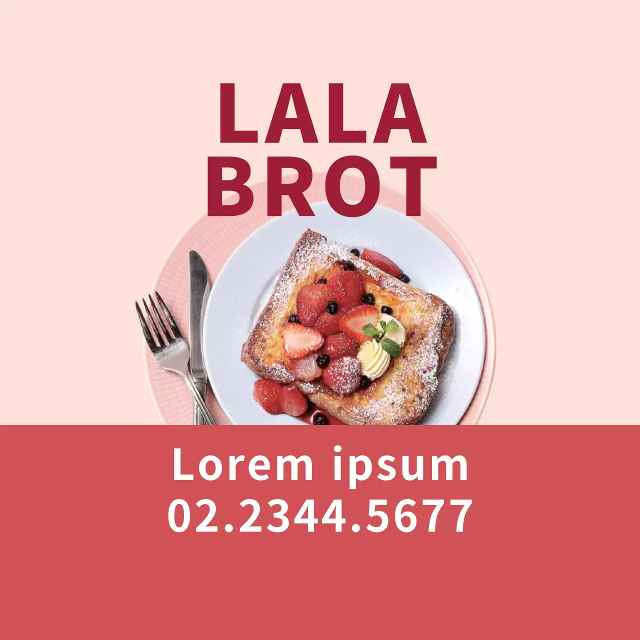 Gepflegtes Werbeetikett für Brunchlieferungen mit roten Fotoakzenten
