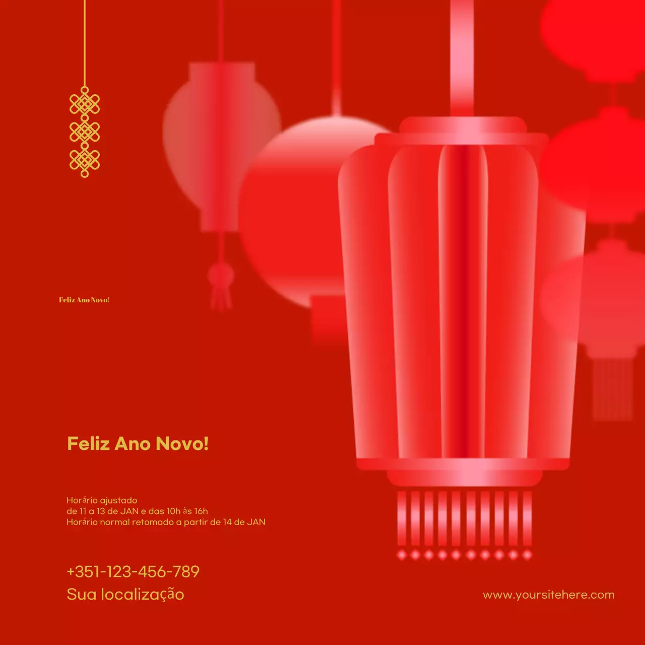 Anúncio de Ano Novo tradicional vermelho