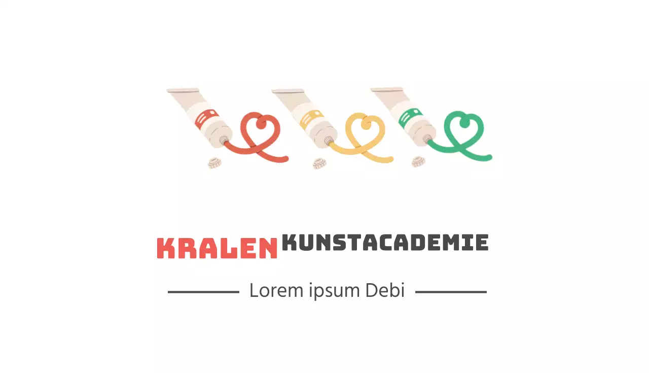 Rood geïllustreerd visitekaartje van de kunstacademie