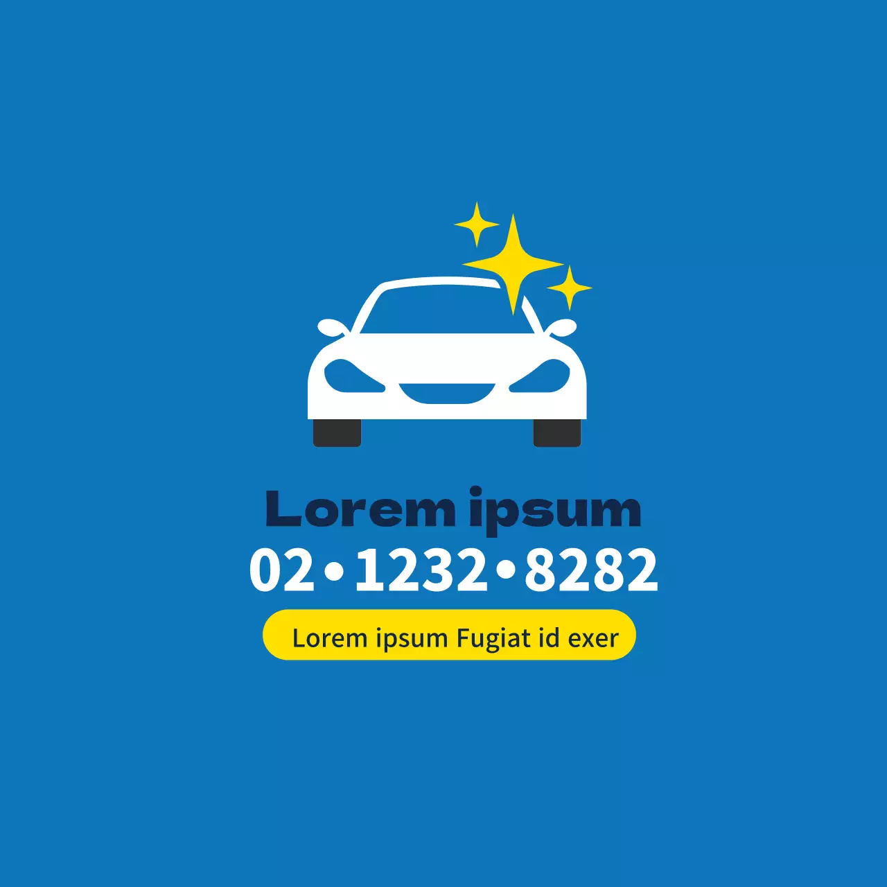 Ilustración azul etiqueta promocional de coche de alquiler limpio