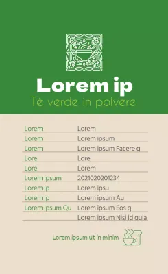 logo verde cibo pulito tè verde in polvere etichetta dettaglio