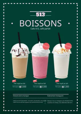 Faites la promotion du meilleur menu de votre café en vert et en rose