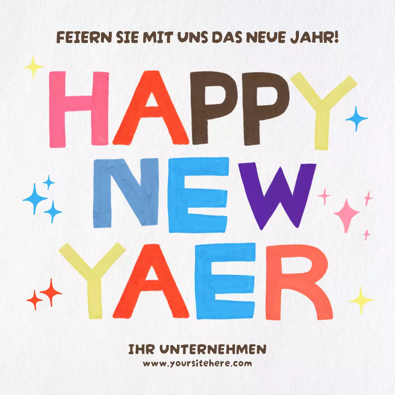 Bunte, verspielte Neujahrseinladung