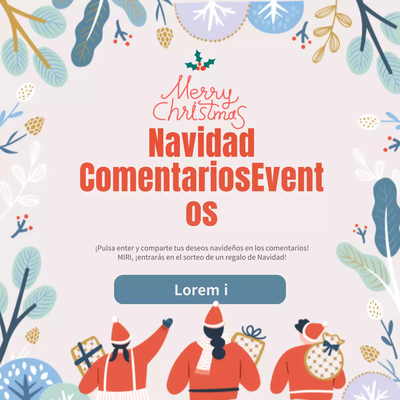 Banderola para eventos navideños en rojo y marfil