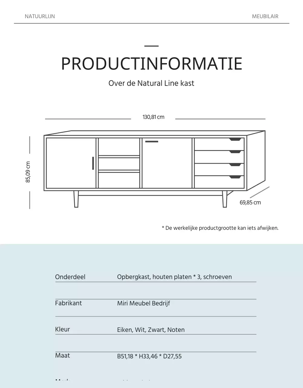 Tijdschriftenconcept in wit en lichtblauw om massief houten meubelen te promoten