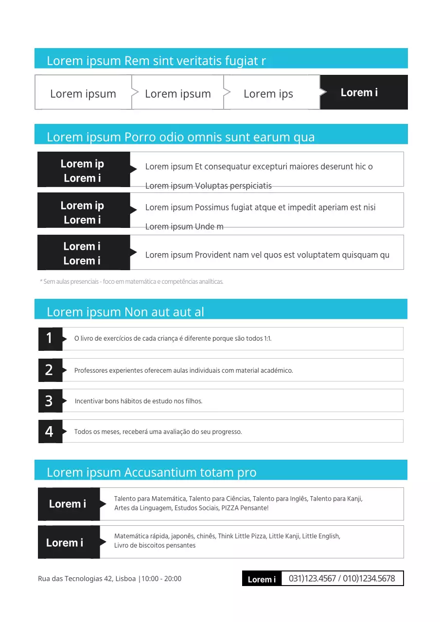 Descreva e promova os materiais da sua disciplina com um design simples em azul e preto