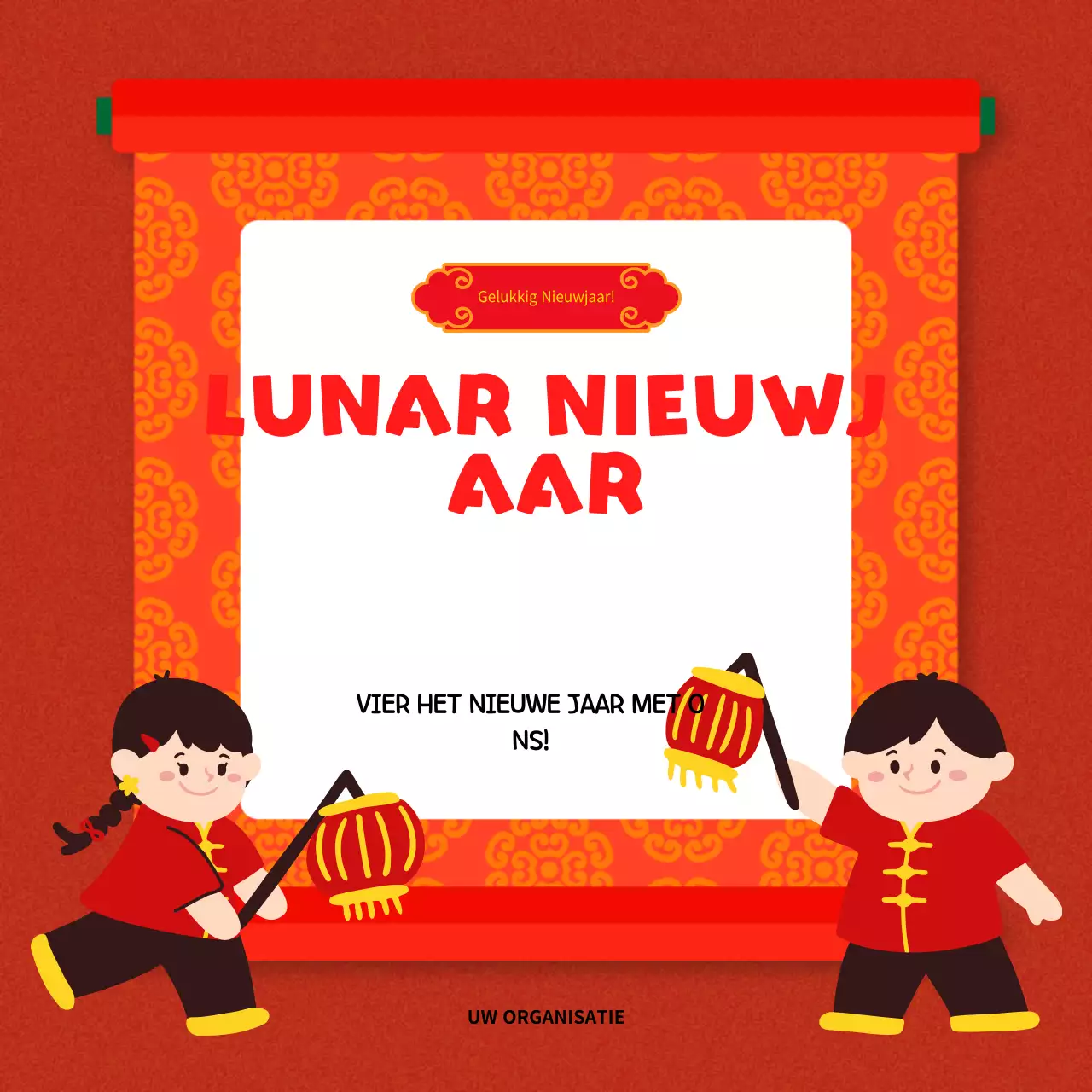 aankondiging rood traditioneel festival