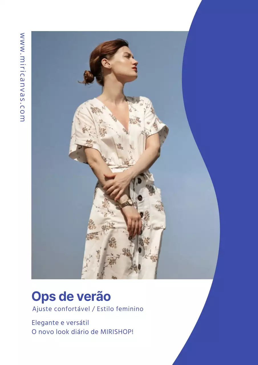 Azul Vestidos de verão simples Lookbook Padrão de flores Vestidos diários