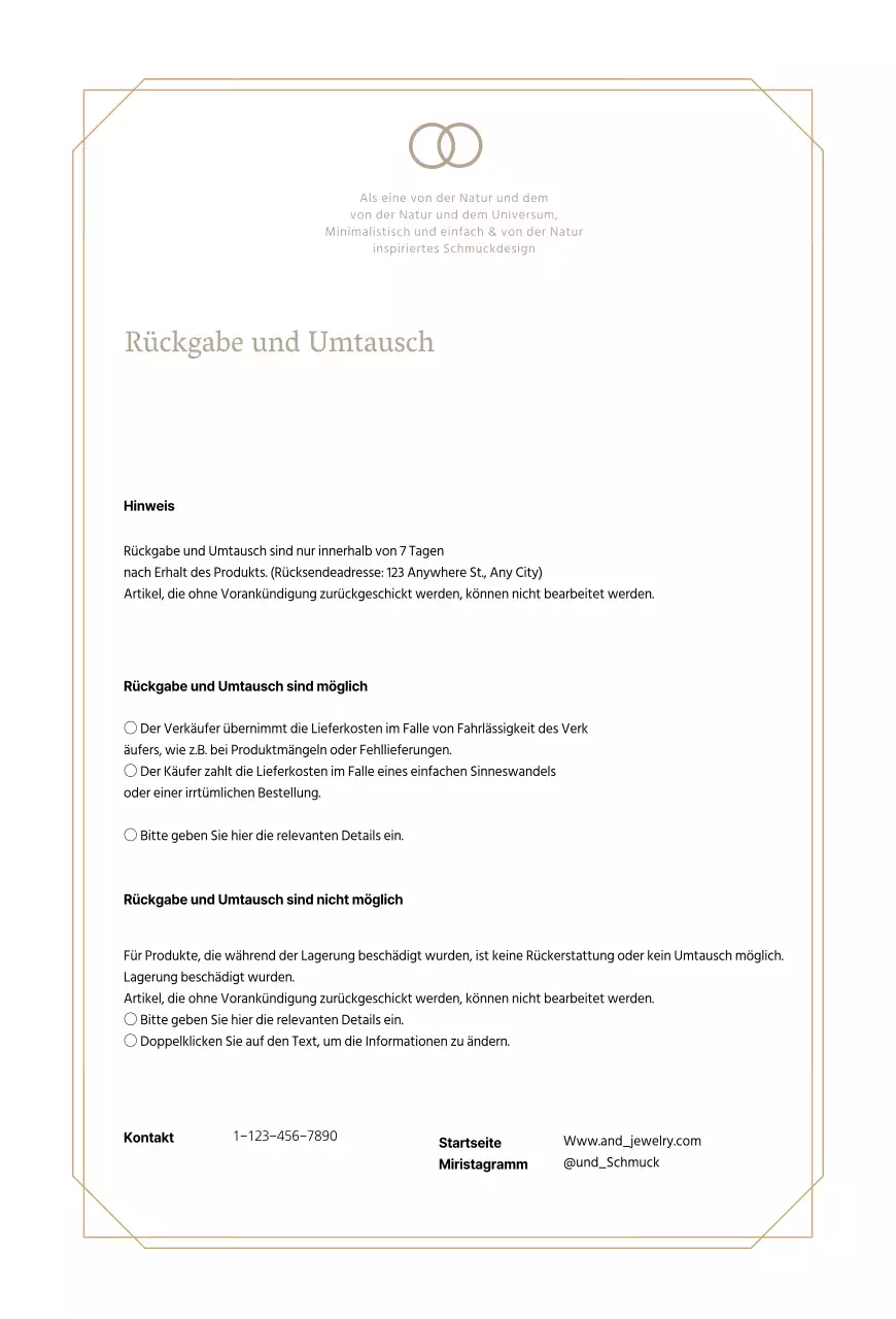 Beige Luxuriöser Schmuck Einkaufsführer Postkarte