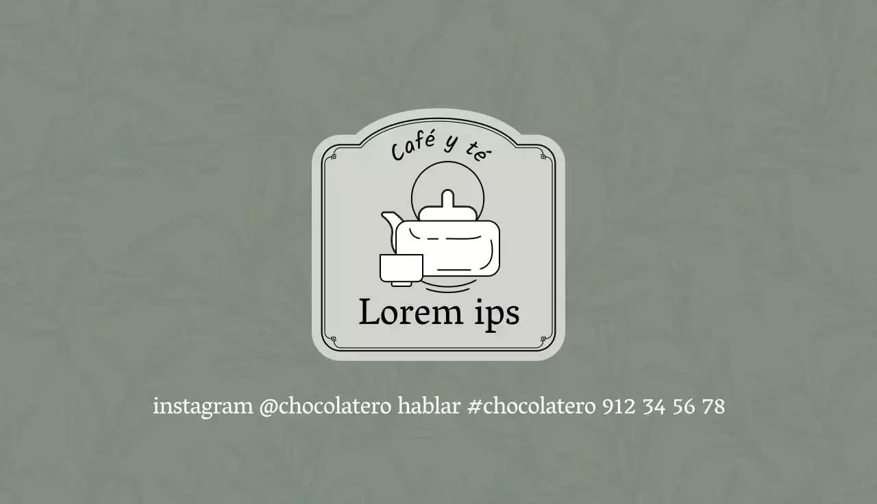 Verde gris ilustración logotipo café té tarjeta de visita