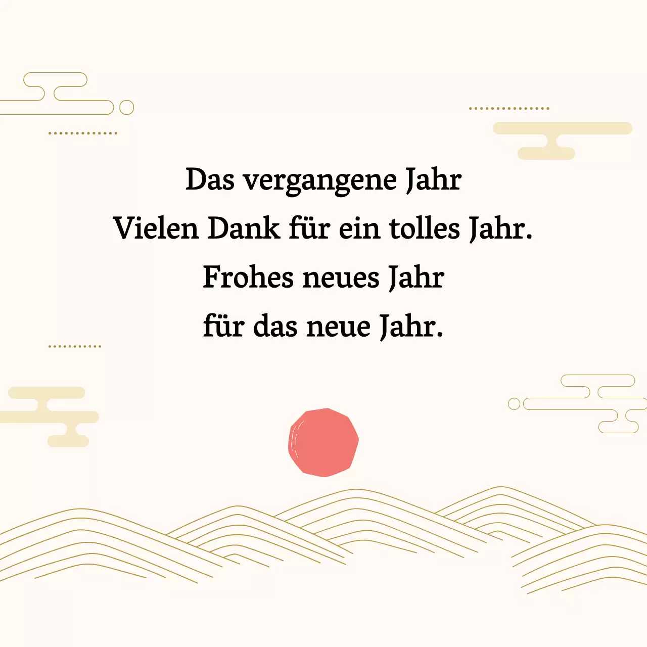 Traditionelle Etiketten für Neujahrsgrüße in Elfenbein und roter Post