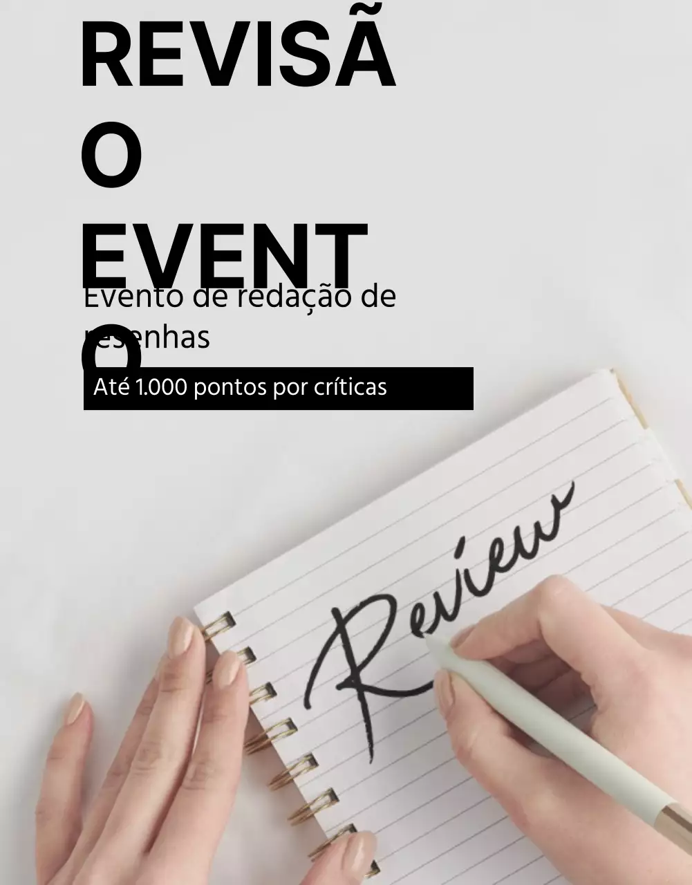 Comentários a preto e branco, limposPágina de pormenores do evento
