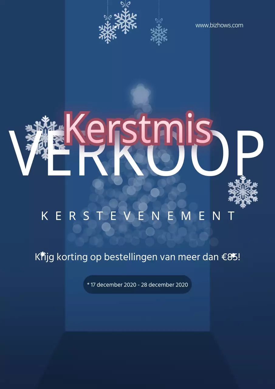 Een flyer voor een indigo chic kerstevenement