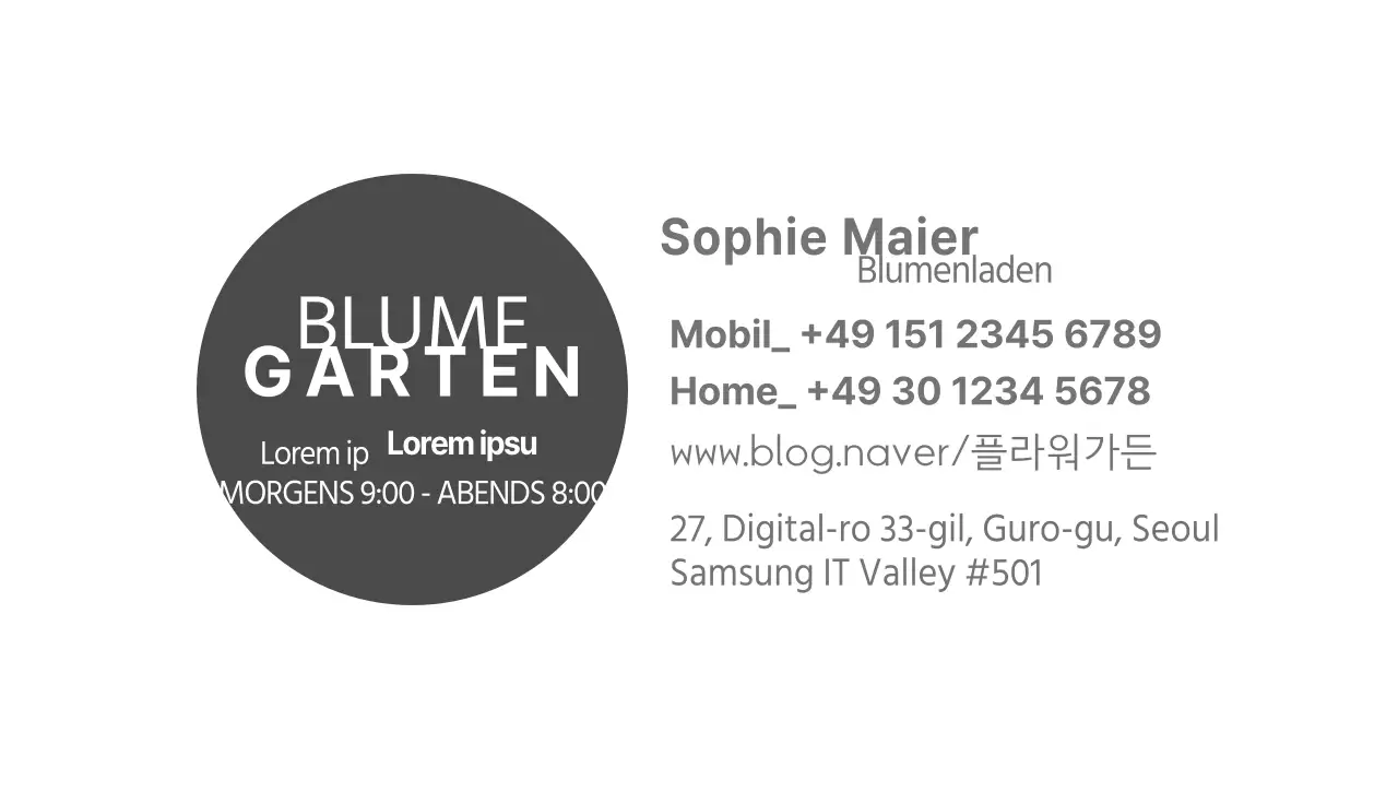 Florist kleine Visitenkarten