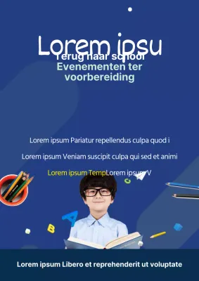 Schattige blauwe flyer voor een evenement in de klas