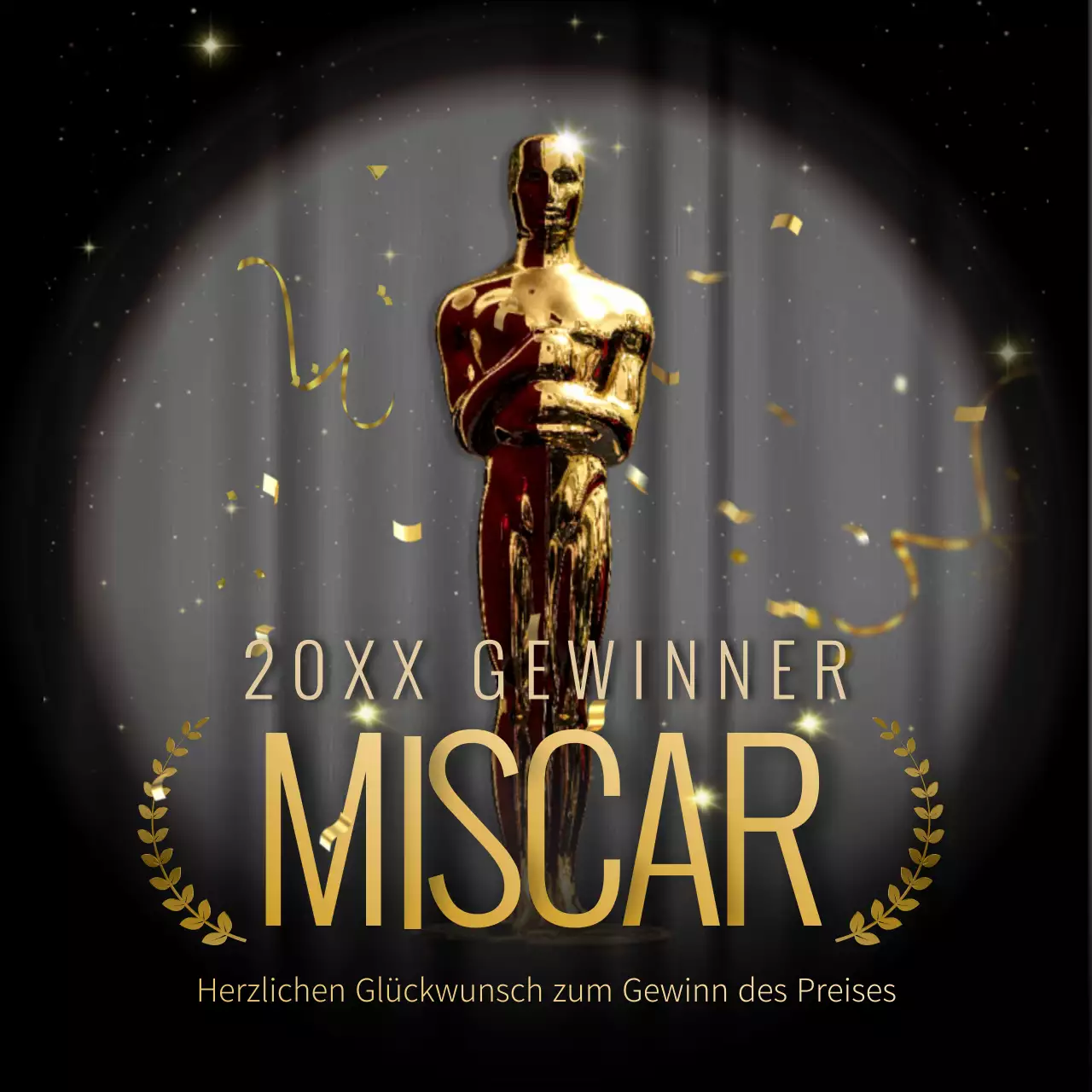 Glückwünsche zum Academy Award in Schwarz und Gold.