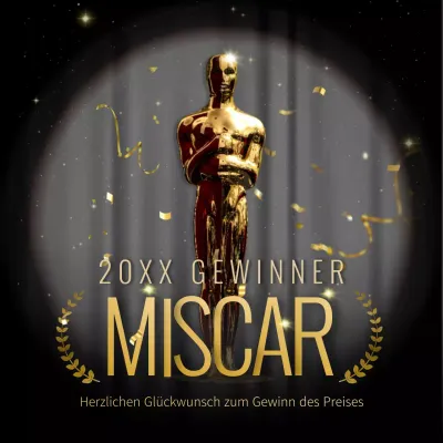 Glückwünsche zum Academy Award in Schwarz und Gold.