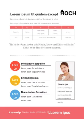Nette Mathe-Schulwerbung mit Schritt-für-Schritt-Anleitung in Rot