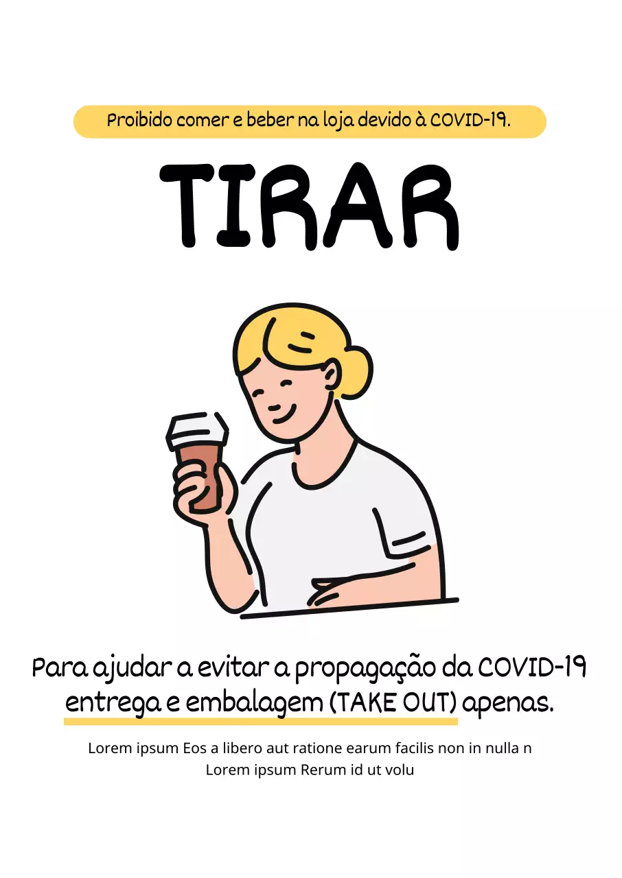 Instruções ilustradas para levar para casa, em branco e amarelo