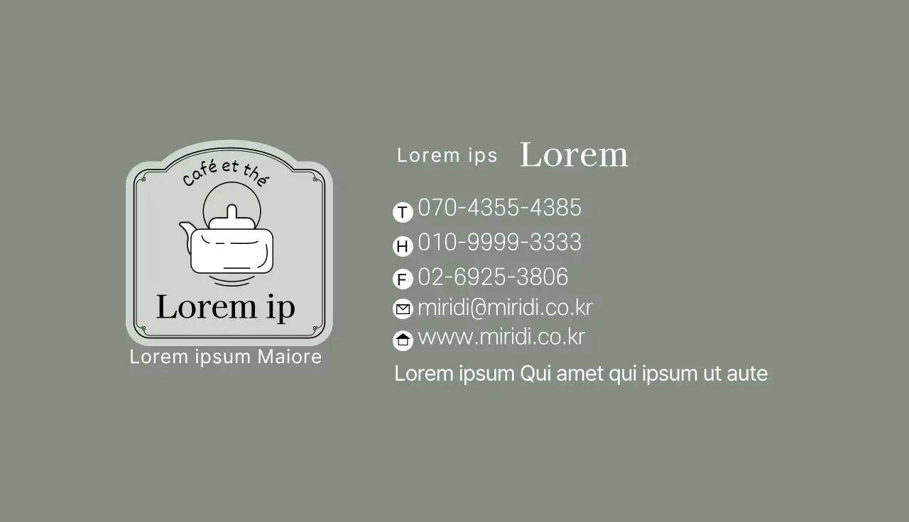 Illustration verte grise logo café thé carte de visite