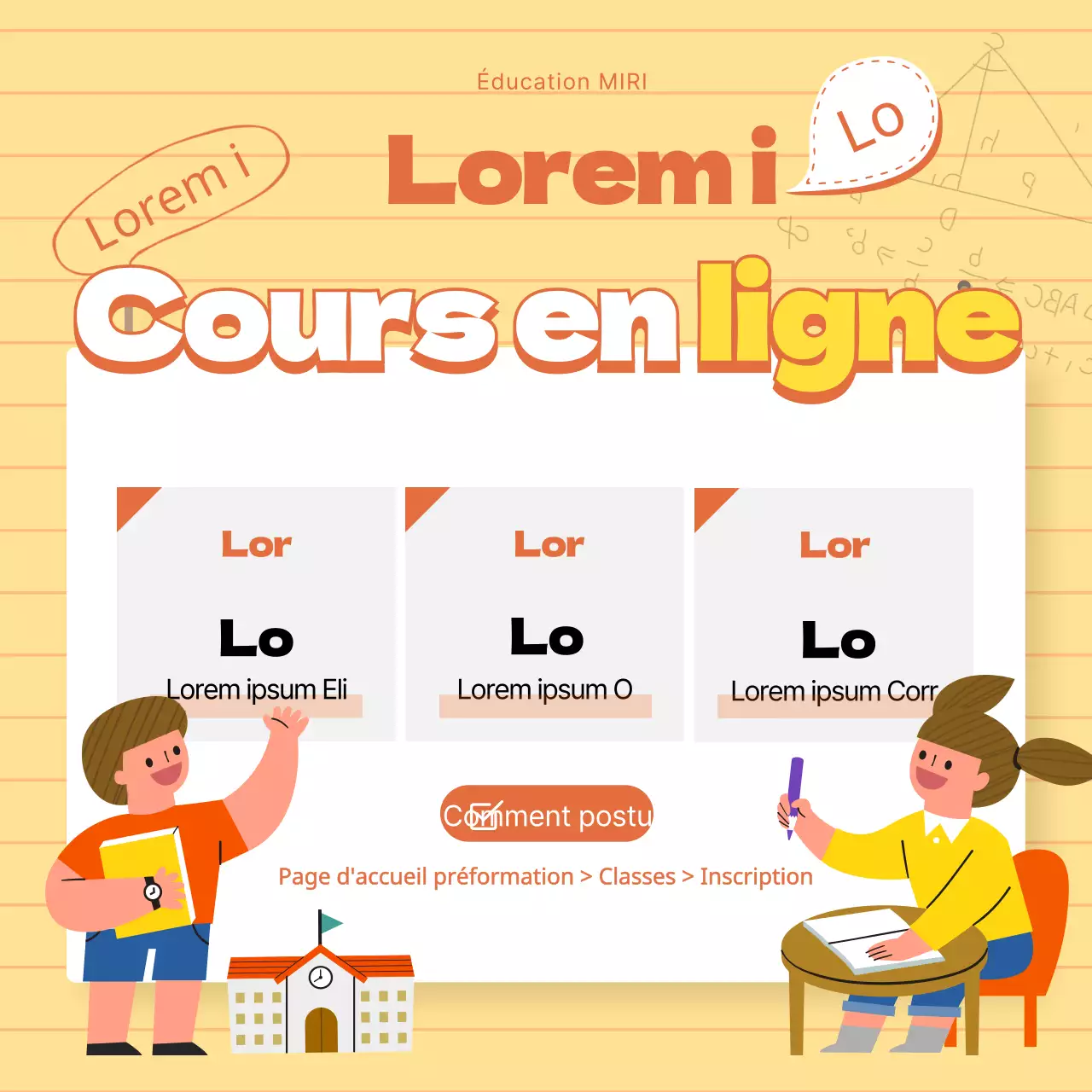 Typographie jaune pour l'éducation en ligne