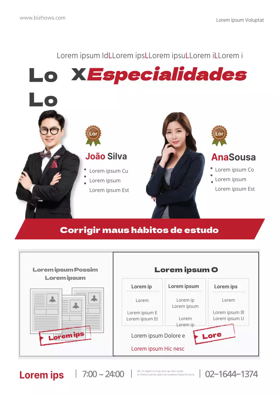 Promoção de uma agência de admissões com fotografias vermelhas e cinzentas de alunos a estudar