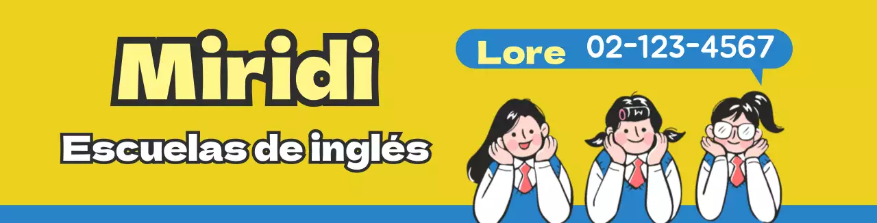 Ilustración de personaje amarillo azul Promoción escolar inglesa