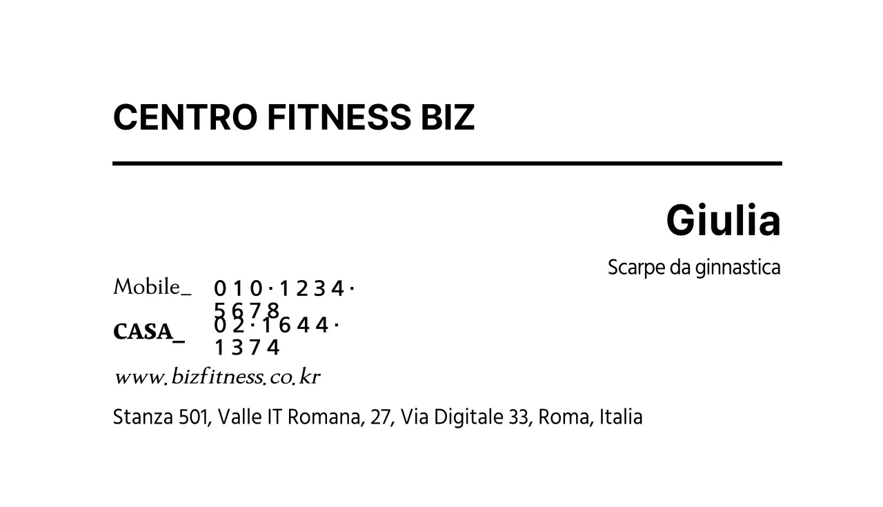 Biglietto da visita per istruttore di fitness