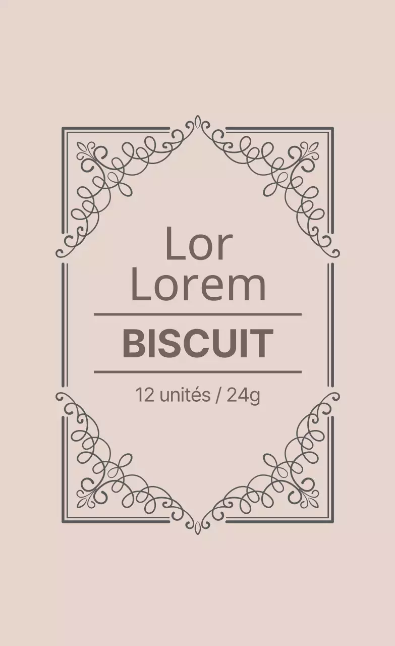 Étiquettes de biscuits de boulangerie beige et grises illustrées