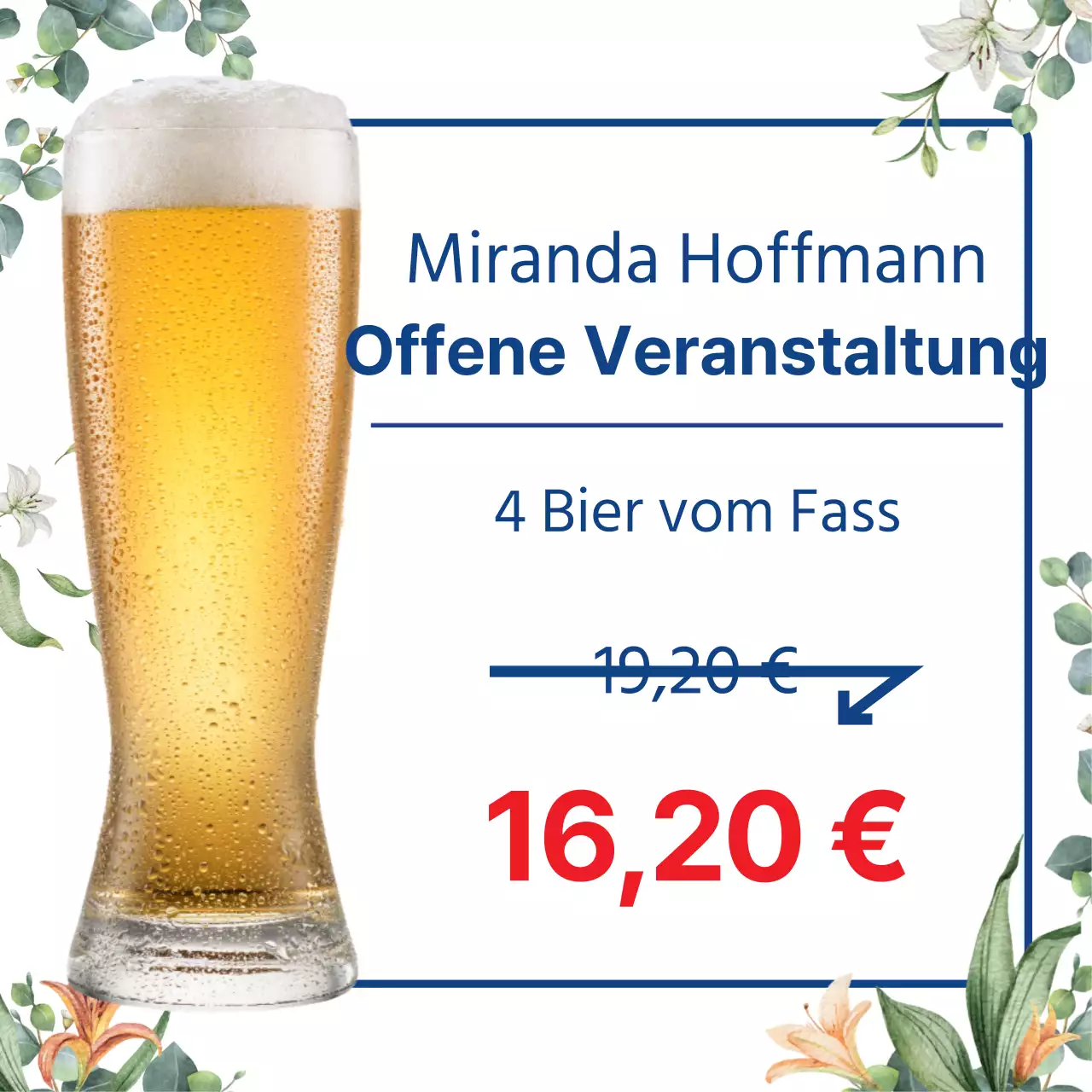 Weißes Bier Bild Blumenmuster Hoppehaus