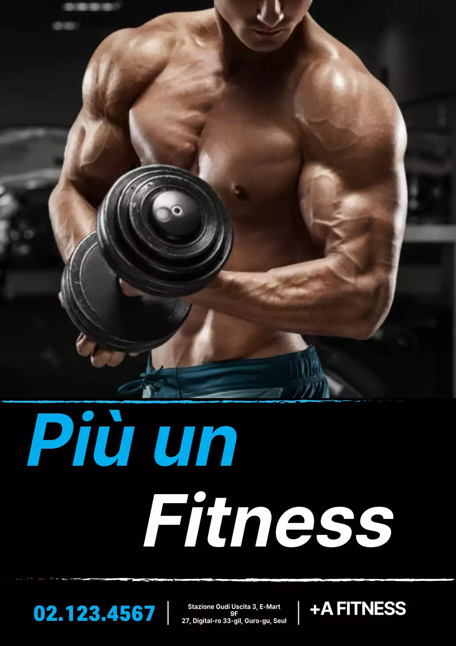 Semplice promozione della palestra con foto blu e bianche di persone che si allenano
