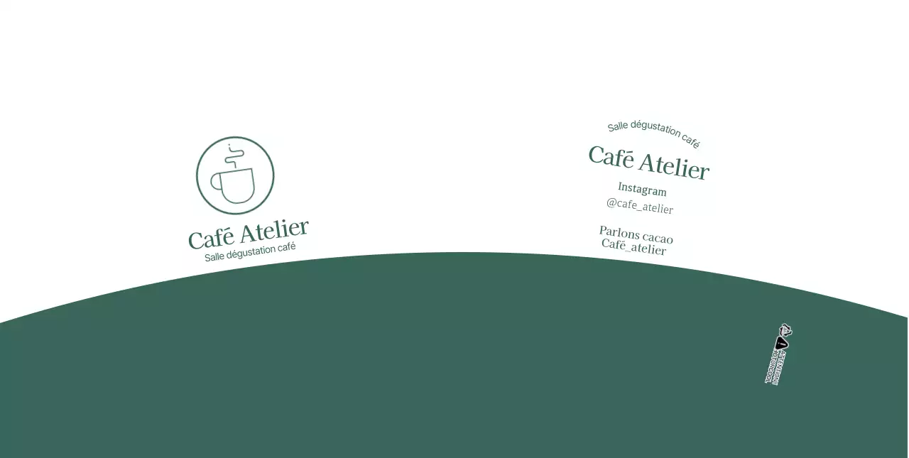 Illustration de ligne simple, blanche et verte, d'un café