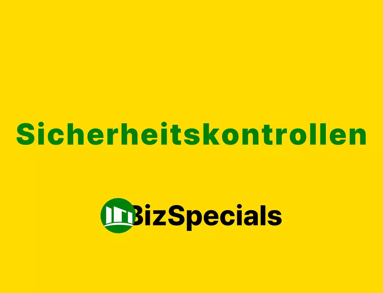 Ein sauberes gelbes und grünes Emblem und ein Text, der das Personal für Sicherheitsinspektionen hervorhebt