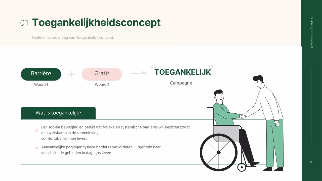 Eenvoudige barrièrevrije opdrachtpresentatie in beige en groen