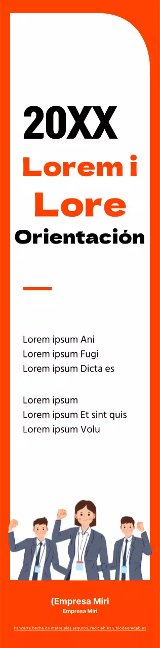 Marco de estilo sencillo en naranja y negro para información de orientación de nuevos empleados
