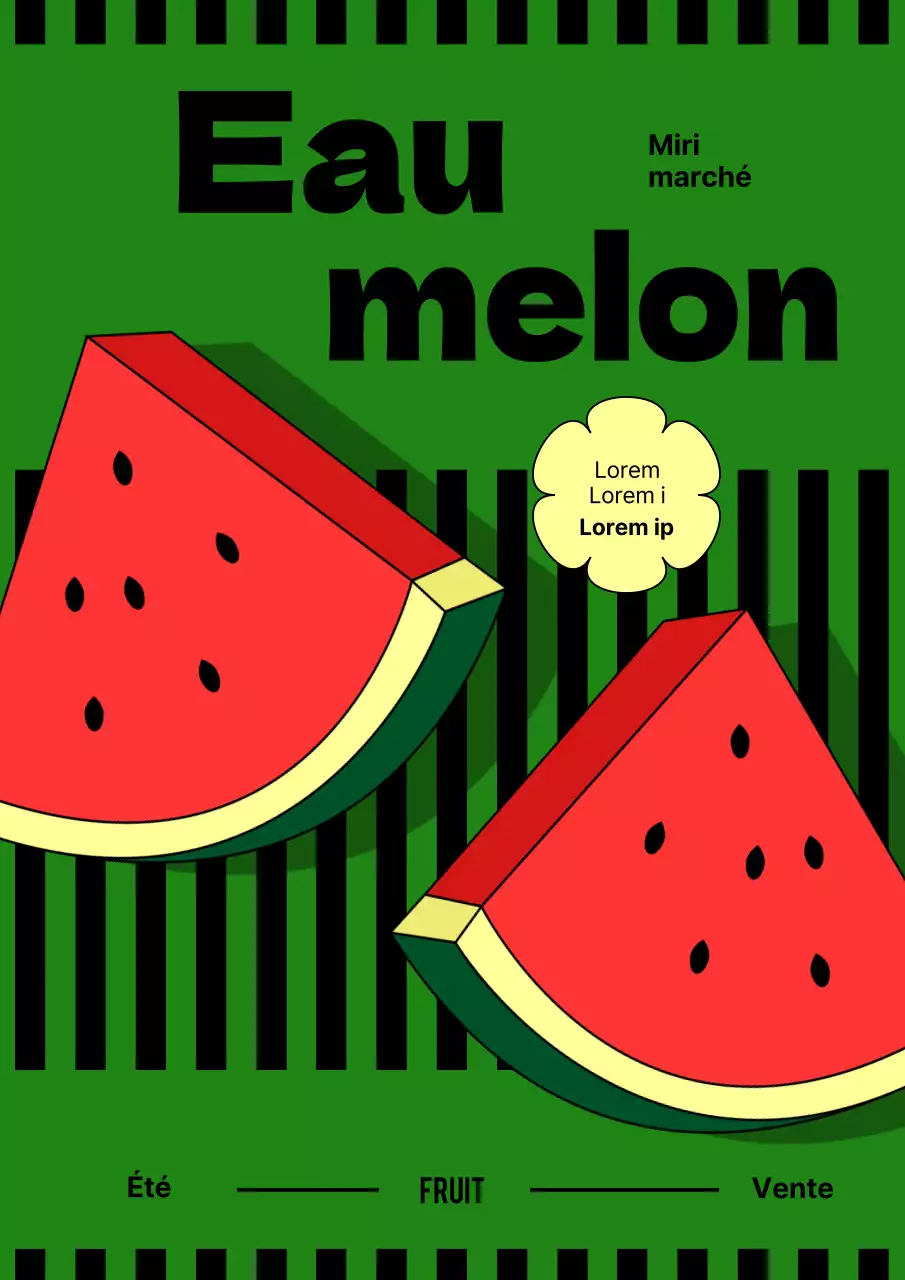 Promouvoir une vente de pastèques kitsch en vert et rouge