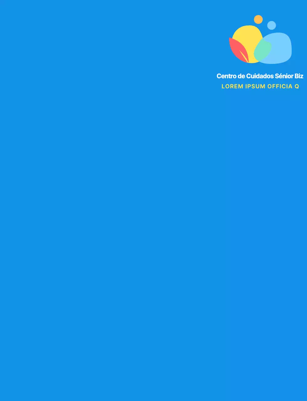 Logótipo de símbolo humano simples e arredondado com combinações de cores azuis e coloridas para o pessoal do centro de cuidados