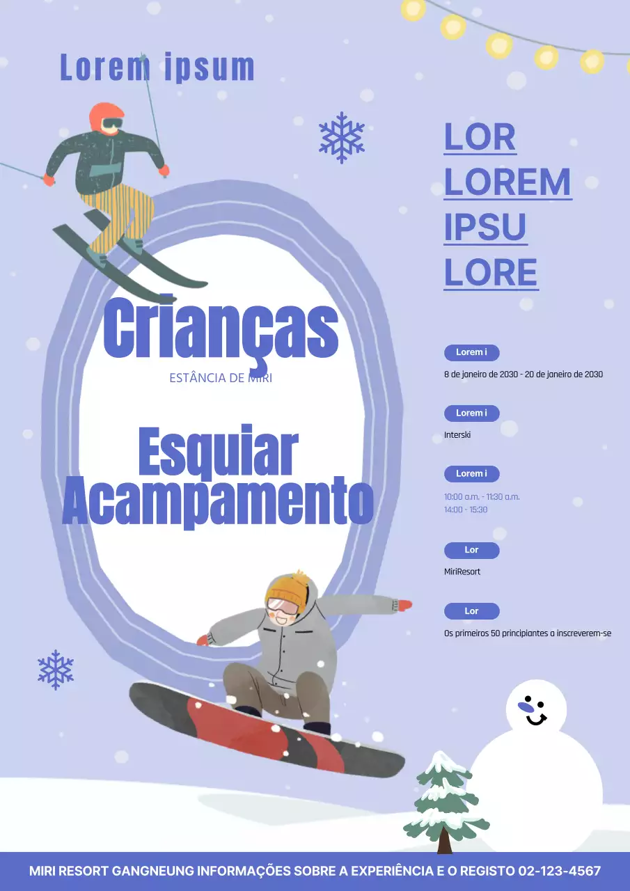 Convite a todos os campos de esqui para crianças nas férias de inverno em Blue
