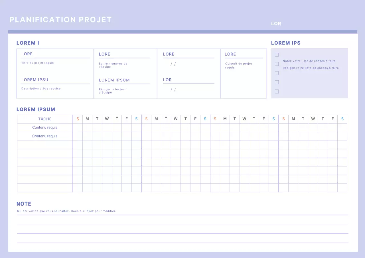 Planificateur de projet violet simple pour Webnotes