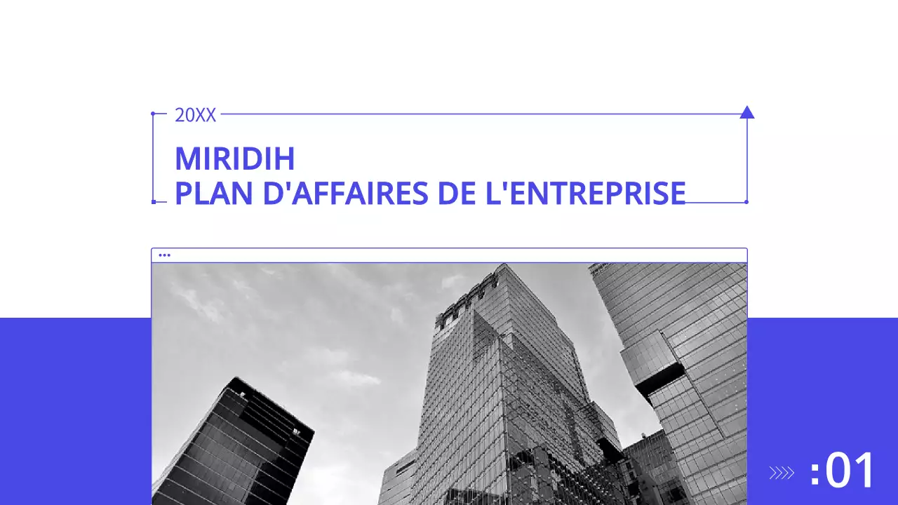Plan d'affaires bleu et blanc, présentation d'entreprise PPT
