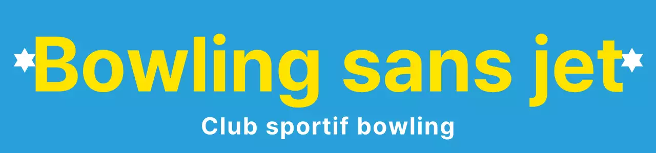 Illustration de bowling et logo emblématique en bleu clair, blanc et jaune pour un club de sport de bowling.