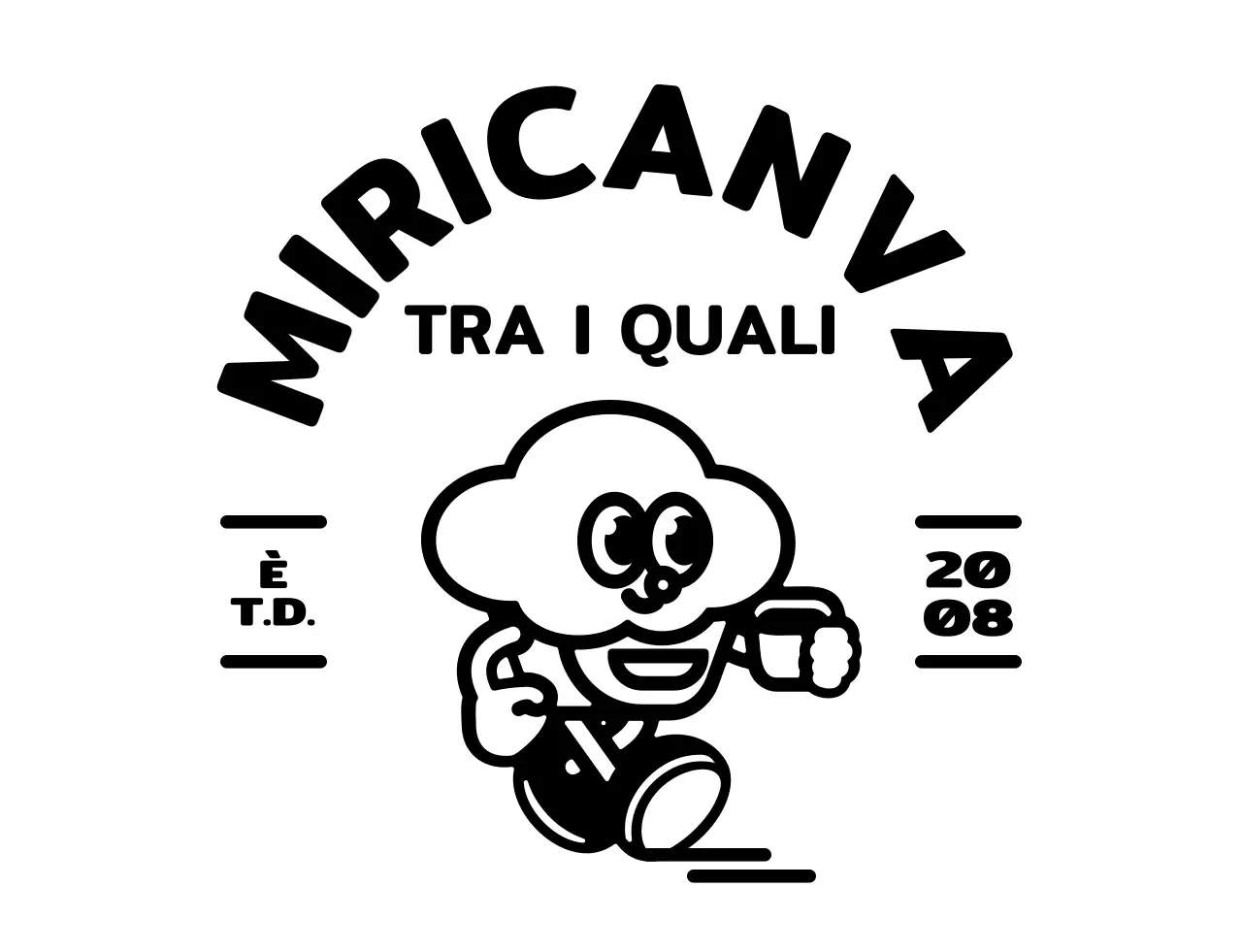 Un'illustrazione di cupcake semplice e carina con un logo emblema in stile caffè