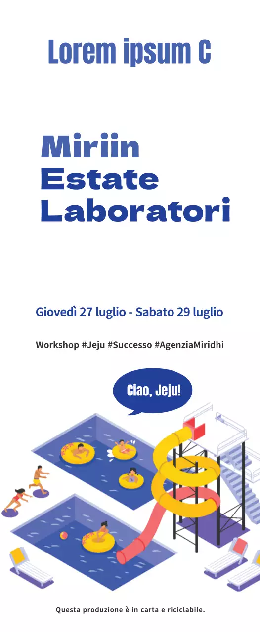 Stile di illustrazione semplice in blu marino e azzurro Sul workshop estivo