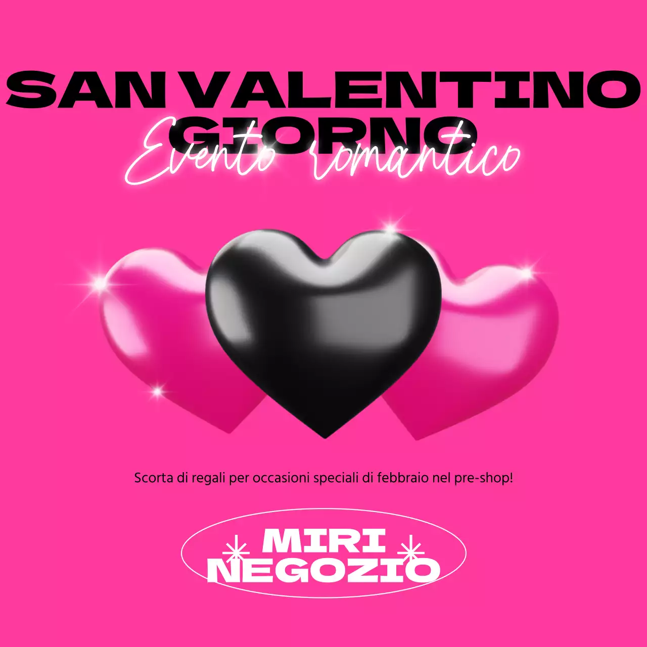 Evento con cuori rosa e neri